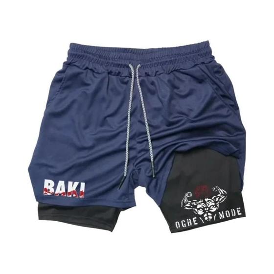 Imagem de Shorts Esportivos Masculinos Estampados 2 Em 1 Verão Corrida Treinamento Fitness Ao Ar Livre Casual