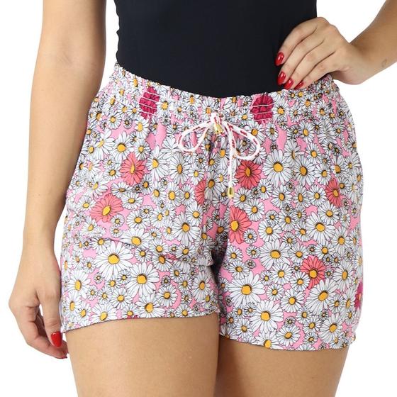 Shorts Feminino Curto Soltinho Estampado Florido Elástico - B.YONE ...