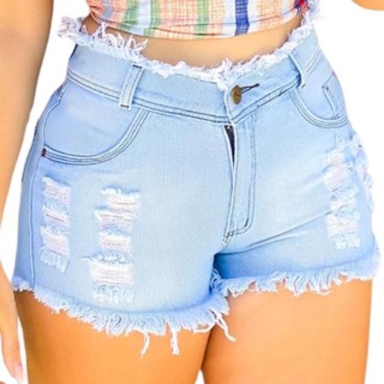 Imagem de Shorts Feminino Jeans Curto Rasgado Bermuda Feminina