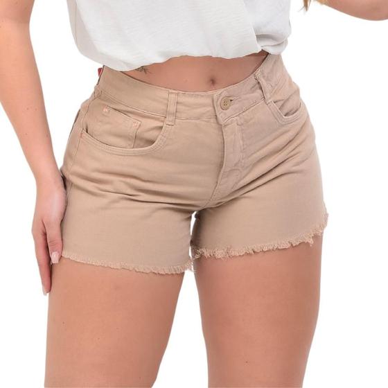 Imagem de Shorts Feminino Jeans Sarja Curto Cintura Alta