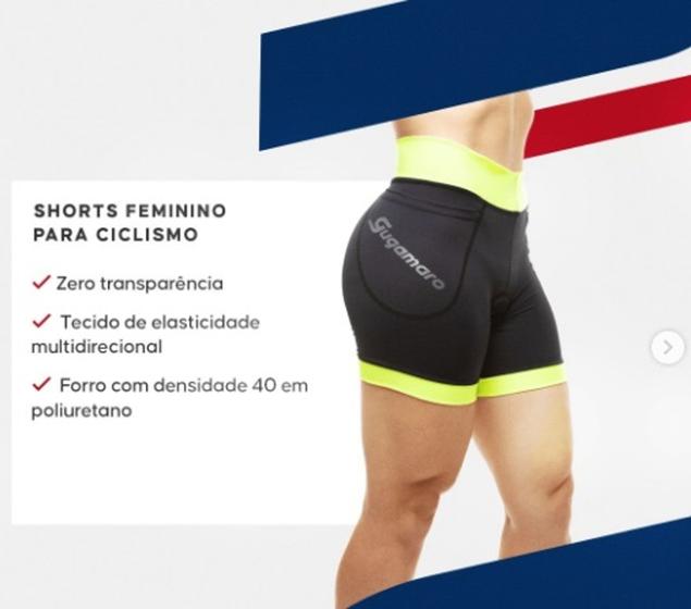 Imagem de Shorts feminino para ciclismo gugamaro d40 preto/amarelo tam. gg