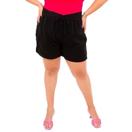 Imagem de Shorts Feminino Plus Size, Jeans, Preto