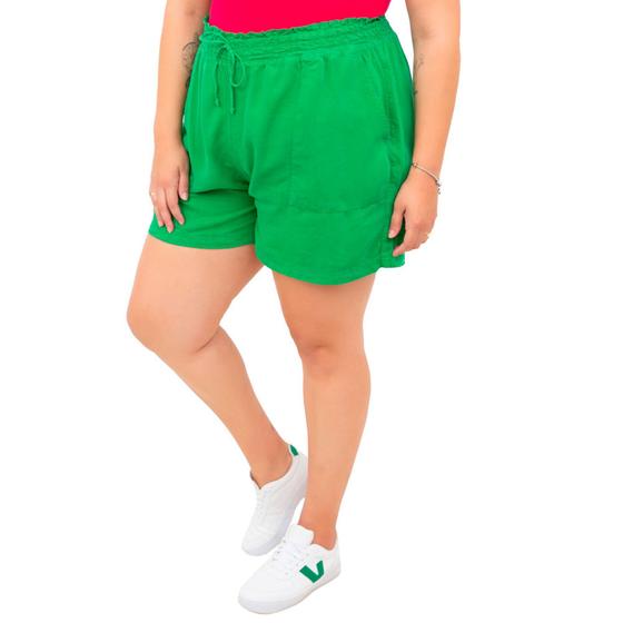 Imagem de Shorts Feminino Plus Size Jeans, Verde, Até 58