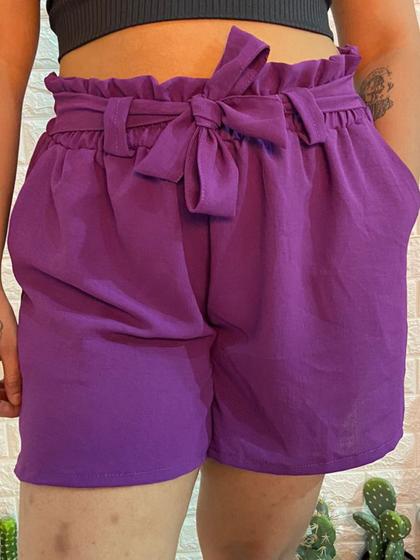 Imagem de Shorts Feminino Plus Size Soltinho Em Tecido Duna Verão Fresquinho Social Elegante