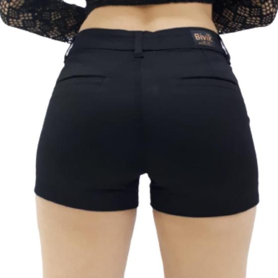 Imagem de Shorts Feminino Sarja Social Bivik Bolso Faca Lycra Cores