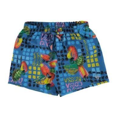 Imagem de Shorts infantil azul estampado frutas