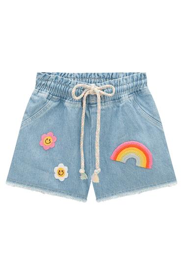 Imagem de Shorts Infantil em Jeans Arkansas Apliques em Crochê - Kukiê
