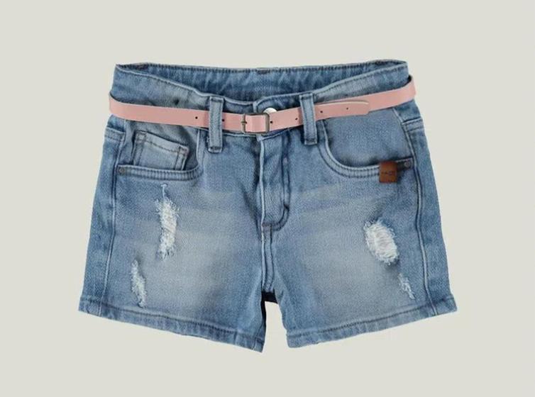 Imagem de Shorts infantil menina jeans com cinto rosa da malwee kids