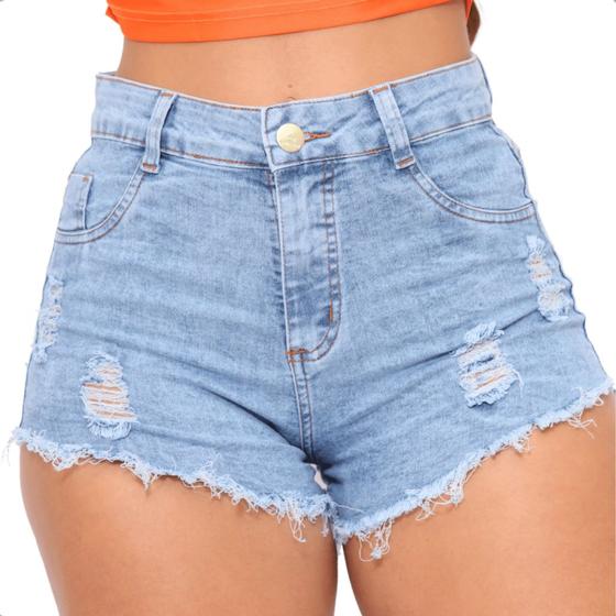 Imagem de Shorts Jeans Feminino Curto Levanta Bumbum Confortável Azul