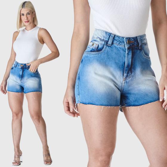 Imagem de Shorts Jeans HNO Jeans Curto Barra Desfiada Azul