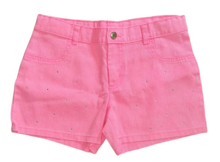 Imagem de Shorts jeans infantil 12 anos carters menina rosa neon com strass