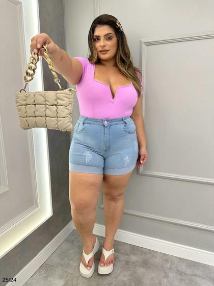 Imagem de Shorts Jeans Plus Size com Bordado com Lycra Pimenta Original