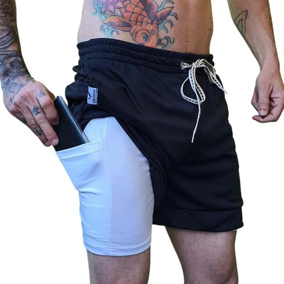 Shorts Liner 2 Em 1 Dry Fit E Térmico De Compressão Uv 50+ Low Vision