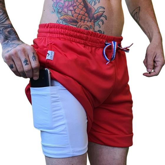 Shorts Liner 2 Em 1 Dry Fit E Térmico De Compressão Uv 50+ Low Vision