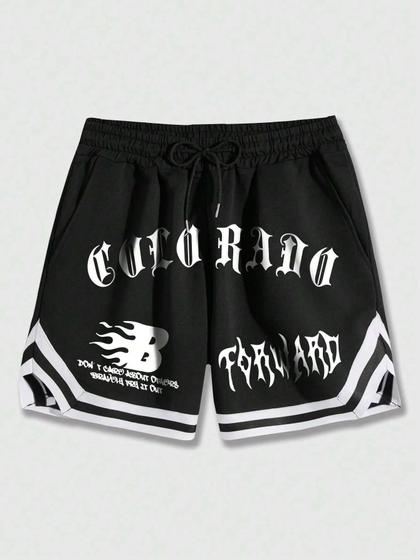 Imagem de Shorts Masculino Casual de Verão - Estampa de Letras - Estilo Hip Hop