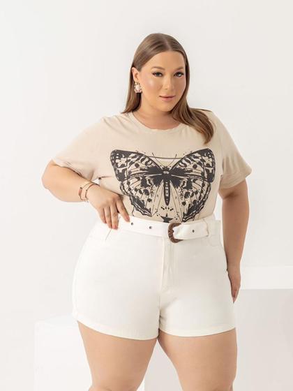 Shorts off com cinto 100% algodão moda feminina moda blogueira