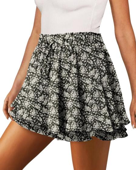 Imagem de Shorts Onlypuff Flowy Chiffon com babados para mulheres brancas L