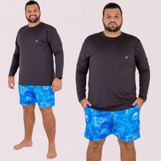 Imagem de Shorts Praia Bermuda Tactel Estampada Plus Size Confortável Cós Ajustável