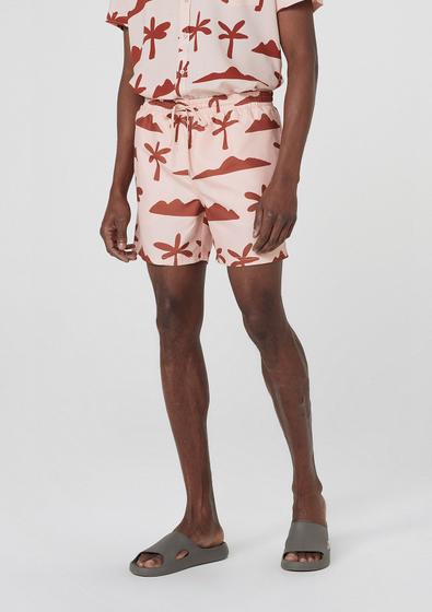 Imagem de Shorts Praia Masculino Regular Estampado Rosa - Hering