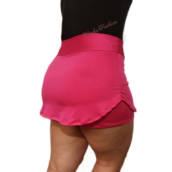 Shorts Saia Cintura Alta Treino Fitness Academia Em Suplex Vinha