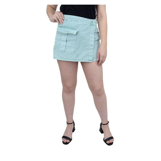 Imagem de Shorts Saia Feminino Disparate Jeans Verde - 4773