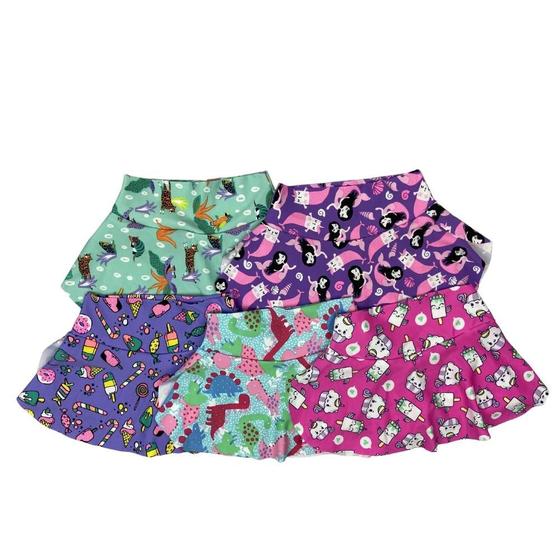 Imagem de Shorts Saia Infantil Personagens Kit 5 Pcs