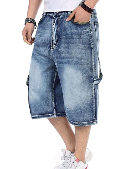 Imagem de Shorts Yeokou masculinos folgados, hip hop, jeans de trabalho