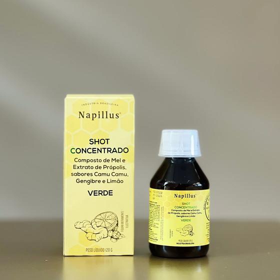 Imagem de Shot concentrado- comp de mel com  extrato de própolis verde, sabores camu camu, gengibre e limão