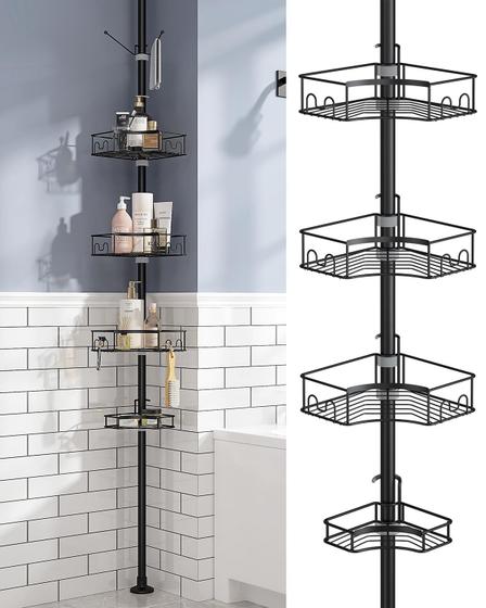 Imagem de Shower Caddy SEIRIONE Corner 4 camadas, preto sem ferrugem