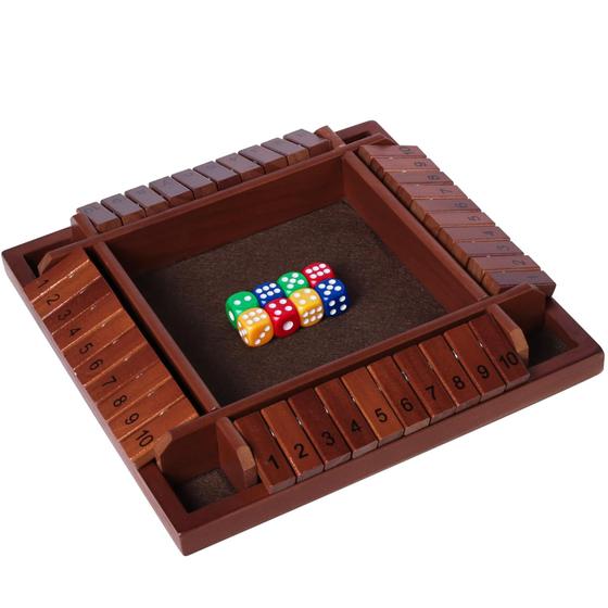 Imagem de Shut The Box Dice Game Nicecho para famílias de 2 a 4 jogadores - Brown