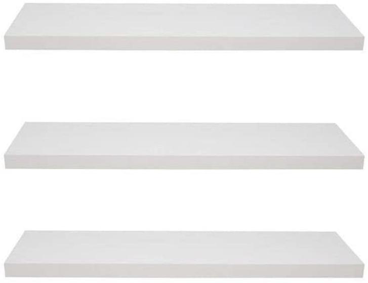 Imagem de Si- 3 prateleiras suporte invisível de parede branca 80x20 para organização e decoração