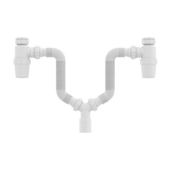 Imagem de Sifão Duplo Sanfonado Extensível Censi Com Copo Horizontal B