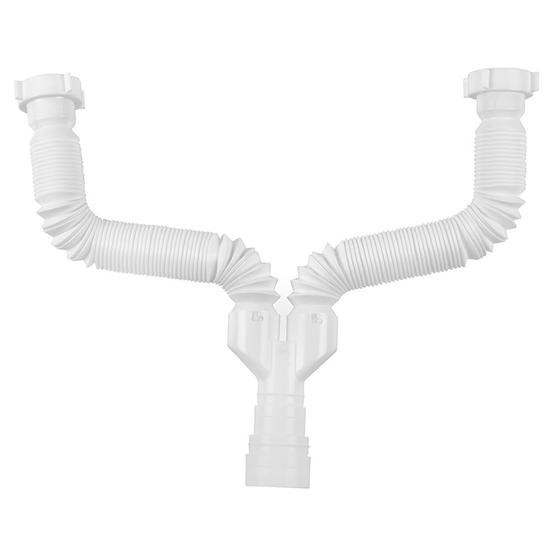 Imagem de Sifão Duplo Universal Branco Pia Flexível Extensível SDU