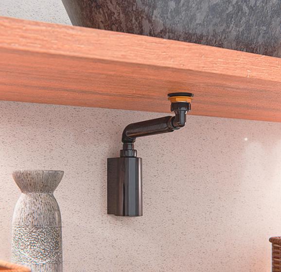 Sifão Flexível com Copo Universal Compacto Preto Blukit Menor preço em Sifão Flexível com Copo Universal Compacto Preto Blukit