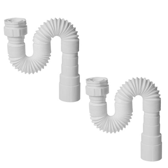 Imagem de Sifao flexivel universal branco 76cm - kit 2 unidades