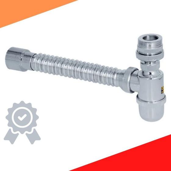 Sifão Sanfonado Com Copo Flexível Universal Cromado Para Cuba Banheiro, Cozinha, Tanque, Área Gourmet Menor preço em Sifão Sanfonado Com Copo Flexível Universal Cromado Para Cuba Banheiro, Cozinha, Tanque, Área Gourmet