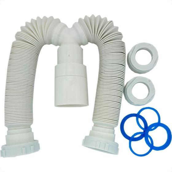 Imagem de Sifao Sanfonado Delflex Multiuso Duplo Arruela Pvc