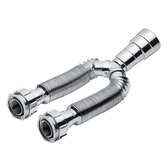 Sifão Sanfonado Duplo Universal Cromado Liege Menor preço em Sifão Sanfonado Duplo Universal Cromado Liege