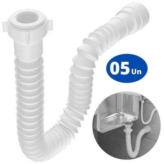 Imagem de Sifão Sanfonado Universal 110Cm Branco Astra Kit Com 5 Un