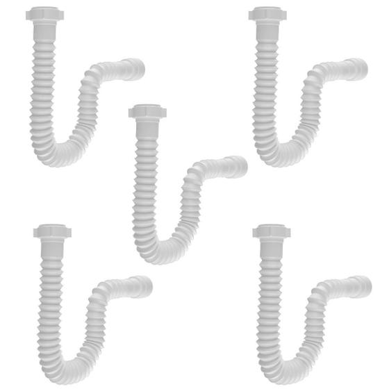 Imagem de Sifão Sanfonado Universal 61Cm Branco Astra Kit Com 5 Un