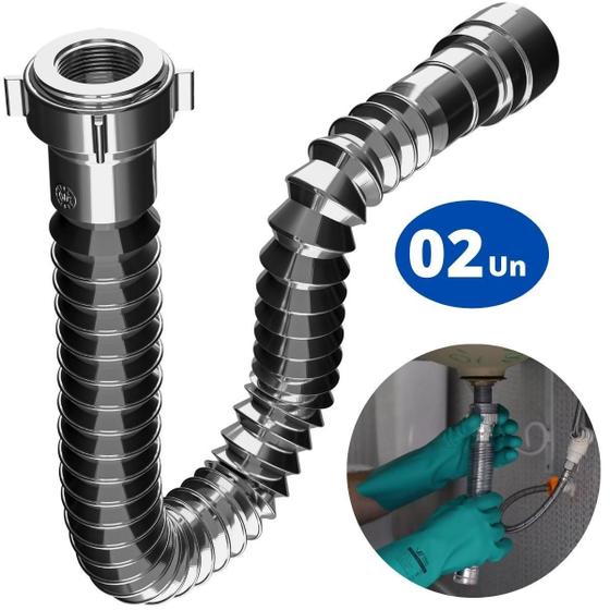 Imagem de Sifão Sanfonado Universal 61Cm Cromado Astra Kit Com 2 Un