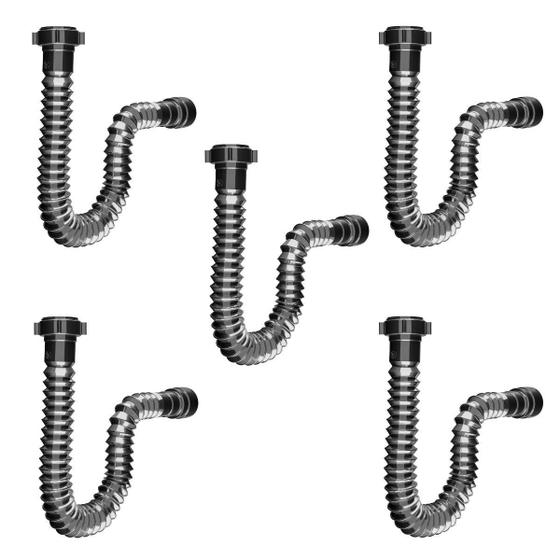 Imagem de Sifão Sanfonado Universal 61Cm Cromado Astra Kit Com 5 Un