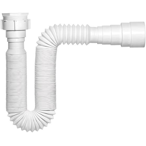 Imagem de Sifão Tigre Sanfonado Ajustável Extensível Pia Branco Lavatorio Tanque Cozinha Universal Anti Odor