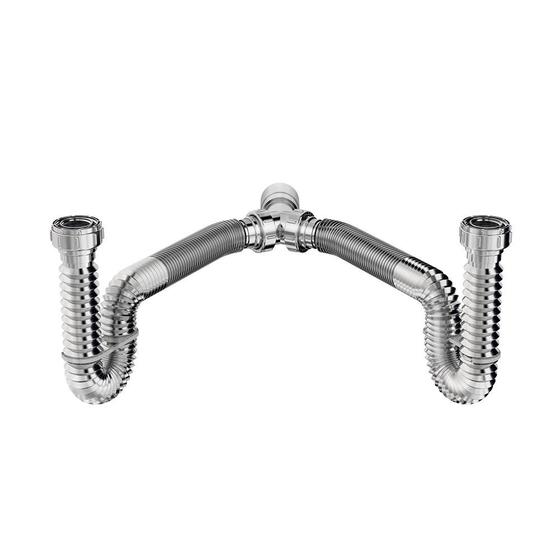 Imagem de Sifão Tubo Extensível Duplo 74cm Cromado com Suportes e Canopla Censi 