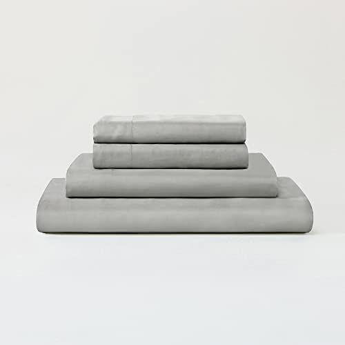 Imagem de Sijo Premium 100% Austrian Eucalyptus Lyocell Tencel Sheet Set, mais macio que a seda, Architectural Digest 2022 Melhor Vencedor do Prêmio de Folhas de Resfriamento - 4pc - 2 Fronhas 1 Encaixado 1 Plano (Dove, King)