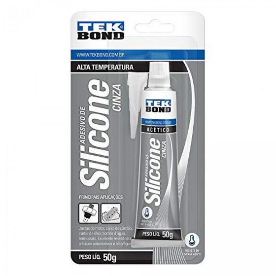 Silicone acético cinza alta temperatura 50 gramas * 12208 - Tek Bond Imagem de Silicone acético cinza alta temperatura 50 gramas * 12208