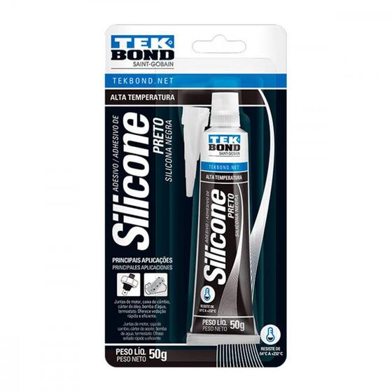 Imagem de Silicone Alta Tp.Preto Tek 50G Blis