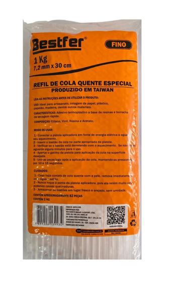 Imagem de Silicone Bastão 1 Kg P/ Cola Quente Fino 7,2mm Transparente