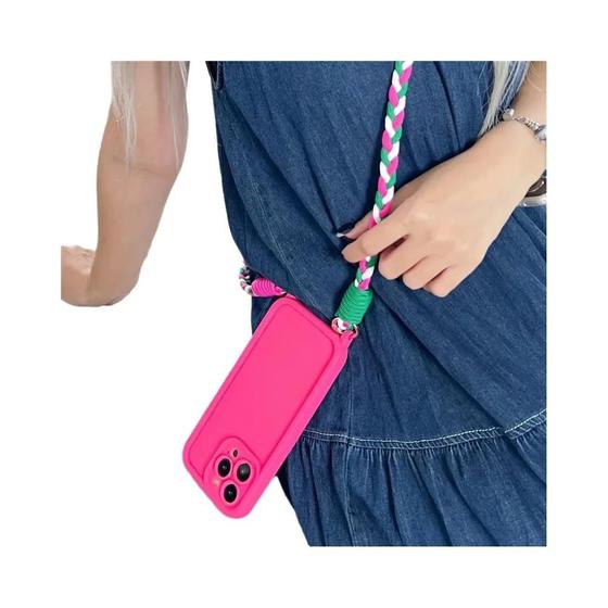 Imagem de Silicone Fosco Crossbody Colar Cordão Macio Caso À Prova De Choque Para Iphone 16 14 pro Max 15 13