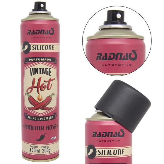 Imagem de Silicone Perfumado Spray Automotivo Vintage Hot Pimenta Rosa Radnaq 400ml